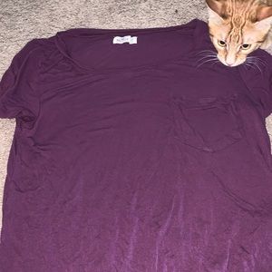 Burgundy Hollister Pocket Tee